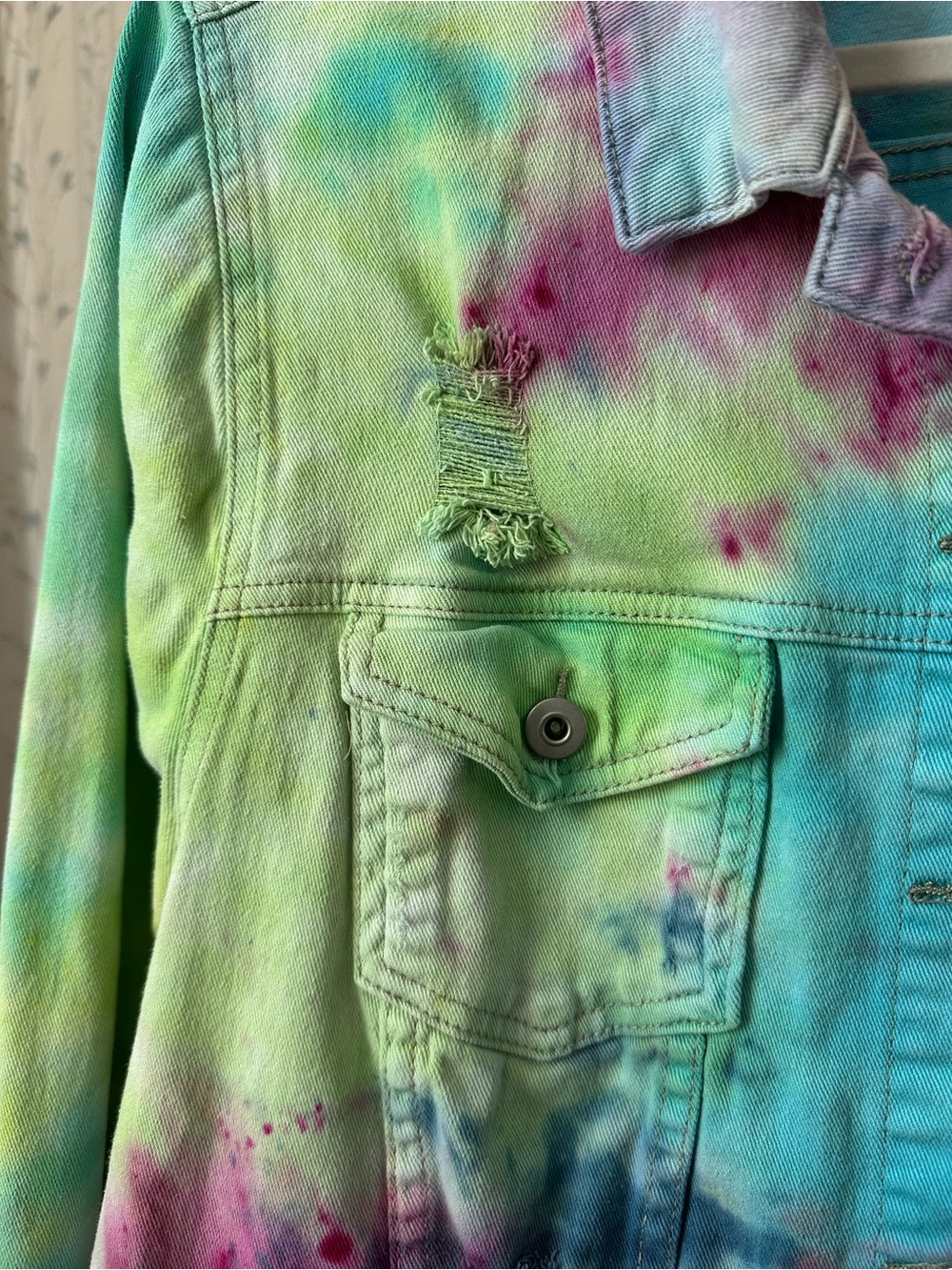 JustFab Pastel Tie-Dye Denim Jacket - Picture 5 of 10
